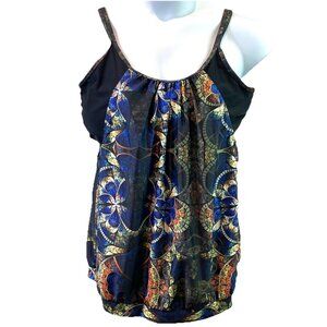Hanna Nikole Womens Tankini Swim Top Padded Flowy Earthy Boho Sz 20W NWT